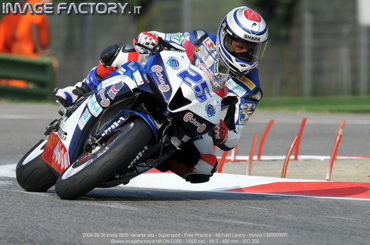 2009-09-26 Imola 0935 Variante alta - Supersport - Free Practice - Michael Lavery - Honda CBR600RR